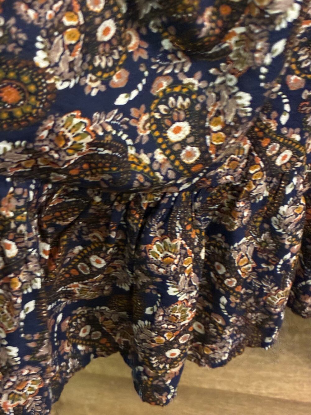 Natural Life Navy Multi Paisley Floral Tiered Boho Mini Dress